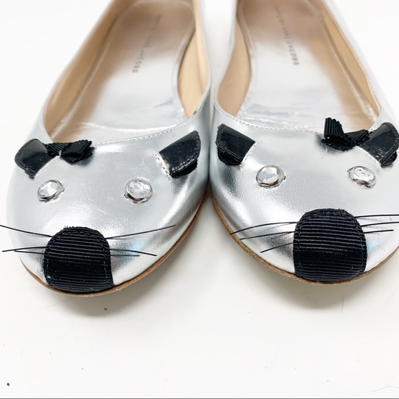 MARC BY MARC JACOBS ICONIC MOUSE FLATS Silver - Picture 3 of 8